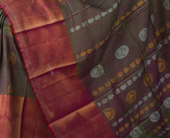 Green Uppada Sarees with Pink Pallu and Gold-Blue Buttas