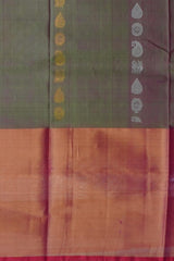 Green Uppada Sarees with Pink Pallu and Gold-Blue Buttas