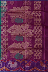Green Uppada Sarees with Purple Ikat and Flower Motif