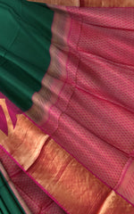 Green Uppada Sarees with Plain Body and Pink Pallu