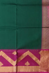 Green Uppada Sarees with Plain Body and Pink Pallu