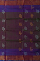 Green Uppada Sarees with Rama Blue Border and Gold-Silver Buttas