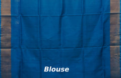 Green Uppada Sarees with Rama Blue Border and Gold-Silver Buttas