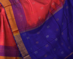 Pink Uppada Sarees with Purple and Gold Border and Gold-Silver Buttas