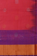Pink Uppada Sarees with Purple and Gold Border and Gold-Silver Buttas