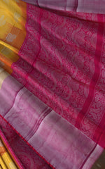 Yellow Uppada Sarees with Silver Buttas and Silver Border