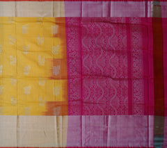 Yellow Uppada Sarees with Silver Buttas and Silver Border