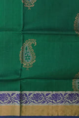 Green Uppada Sarees with Silver and Gold Jari Border and Gold-Silver Buttas