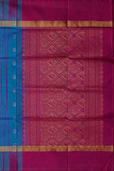Ramar Blue Uppada Sarees with Pink and Blue Border and Silver Buttas