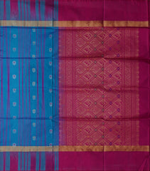 Ramar Blue Uppada Sarees with Pink and Blue Border and Silver Buttas