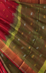 Red Uppada Sarees with Gold Border and Gold-Silver Buttas