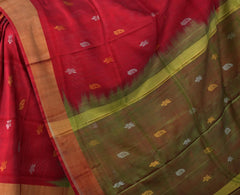 Red Uppada Sarees with Gold Border and Gold-Silver Buttas