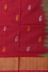 Red Uppada Sarees with Gold Border and Gold-Silver Buttas