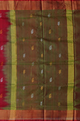 Red Uppada Sarees with Gold Border and Gold-Silver Buttas