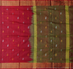 Red Uppada Sarees with Gold Border and Gold-Silver Buttas
