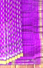 Purple Copper Mangalagiri Saree with Block Prints