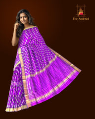 Purple Copper Mangalagiri Saree with Block Prints