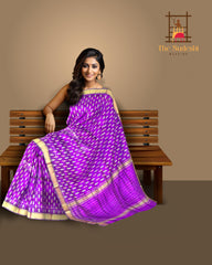 Purple Copper Mangalagiri Saree with Block Prints