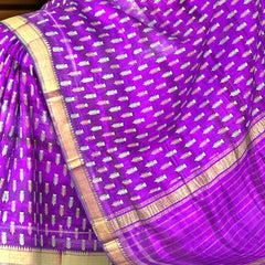Purple Copper Mangalagiri Saree with Block Prints