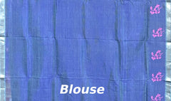 Blue Silver Mangalagiri Saree with Motifs
