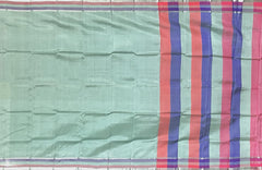 Red Blue Green Multi Colour Mangalagiri Saree with Strips