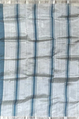 Grey Silver Mangalagiri Saree with Plain Design