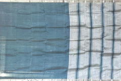 Grey Silver Mangalagiri Saree with Plain Design