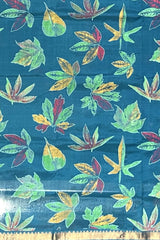 Blue Gold Seablue Mangalagiri Saree with Hand Painting