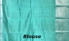 Green Silver Mangalagiri Saree With Plain Design