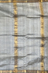 Grey Gold Mangalagiri Saree with Plain Design
