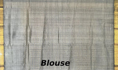 Grey Gold Mangalagiri Saree with Plain Design
