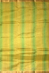 Green Yellow Gold Mangalagiri Saree with Plain Design