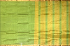 Green Yellow Gold Mangalagiri Saree with Plain Design