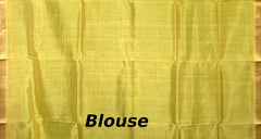 Green Yellow Gold Mangalagiri Saree with Plain Design