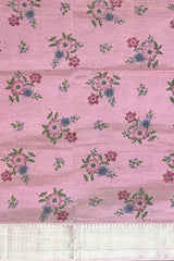 Pink Silver Mangalagiri Saree with Flower Motif