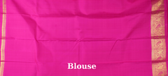 Orangish Pink KPM Pure Zari Jaquard Saree with Diamond Butta