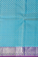 Aqua Blue Arani HF Zari Saree with Light Blue Temple Border