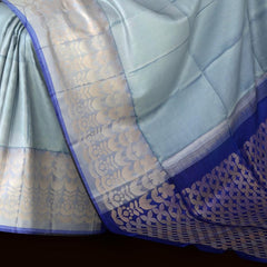 Light Blue Soft Silk Saree with Plain Body