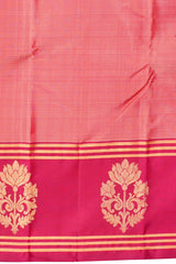 Tomato Pink and Red Kanchipuram Pure Zari Saree