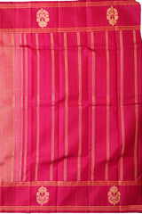 Tomato Pink and Red Kanchipuram Pure Zari Saree