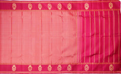 Tomato Pink and Red Kanchipuram Pure Zari Saree