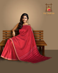 Red and Orange Arni Thread Work Saree