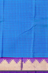 Cyan Blue and Purple Kanchipuram Pure Zari Saree