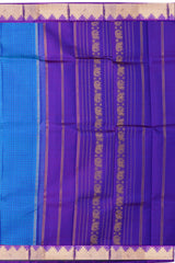 Cyan Blue and Purple Kanchipuram Pure Zari Saree