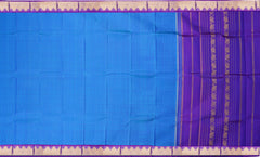 Cyan Blue and Purple Kanchipuram Pure Zari Saree