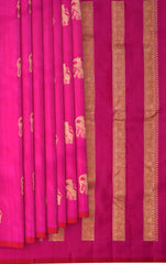 Magenta Kanchipuram Pure Zari and Handloom Saree with Yaazhi Motif