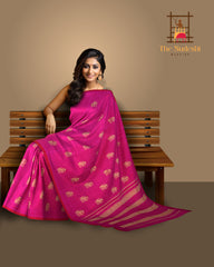 Magenta Kanchipuram Pure Zari and Handloom Saree with Yaazhi Motif