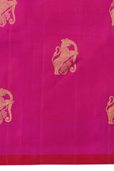 Magenta Kanchipuram Pure Zari and Handloom Saree with Yaazhi Motif