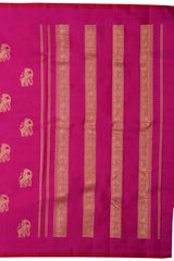 Magenta Kanchipuram Pure Zari and Handloom Saree with Yaazhi Motif