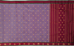 Greyish Lilac Kanchipuram Pure Zari and Handloom Saree with Peacock and Chakram Butta